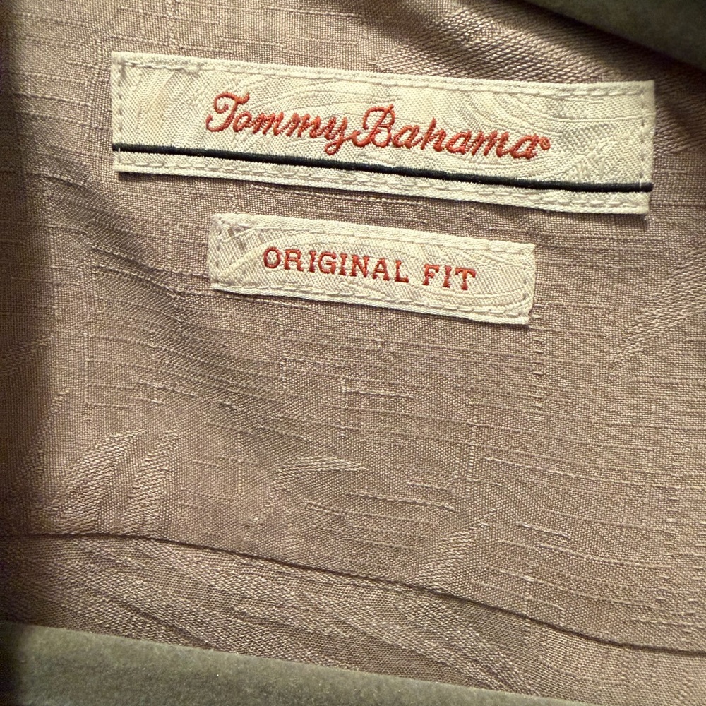 Tommy Bahama Light Beige Linen-Texture Shirt with Coral Logo Embroidery - Picture 4 of 5